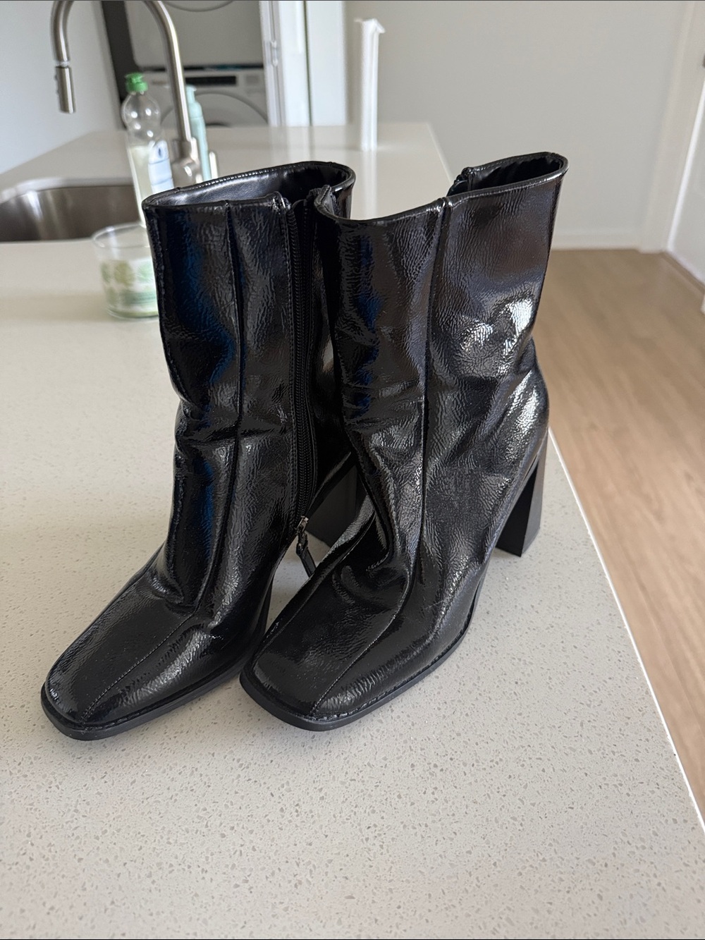 Princess Polly Women’s Black Mid-Calf Block Heel Boots